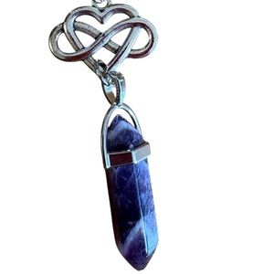 Silver Heart Pendant Necklace with Genuine Amethyst Stone. NWOT never worn.